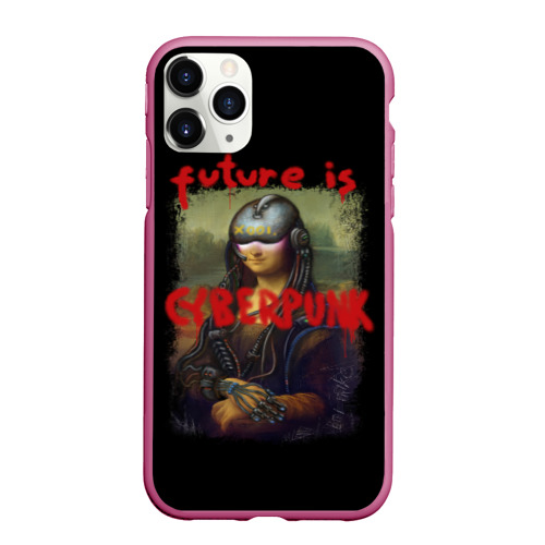 Чехол для iPhone 11 Pro матовый с принтом Cyberpunk Mona Lisa, вид спереди #2