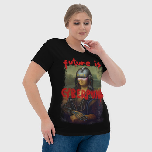 Женская футболка 3D с принтом Cyberpunk Mona Lisa, фото #4