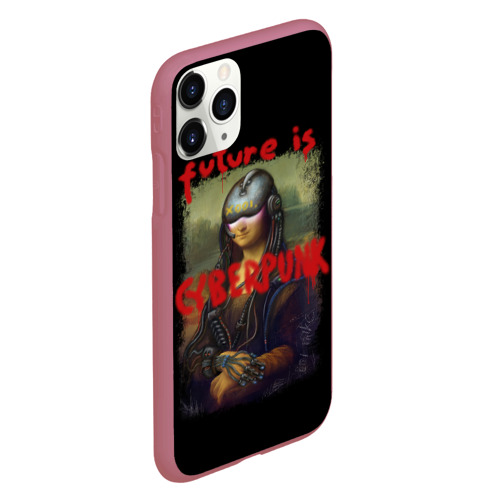 Чехол для iPhone 11 Pro матовый с принтом Cyberpunk Mona Lisa, вид сбоку #3