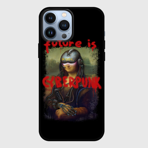 Чехол для iPhone 13 Pro Max с принтом Cyberpunk Mona Lisa, вид спереди #2