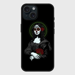 Чехол силиконовый для Apple iPhone 15 матовый Mona Lisa - Santa Muerte