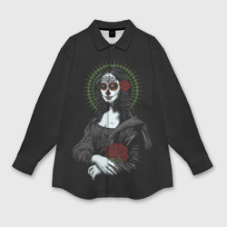 Мужская рубашка oversize 3D Mona Lisa - Santa Muerte