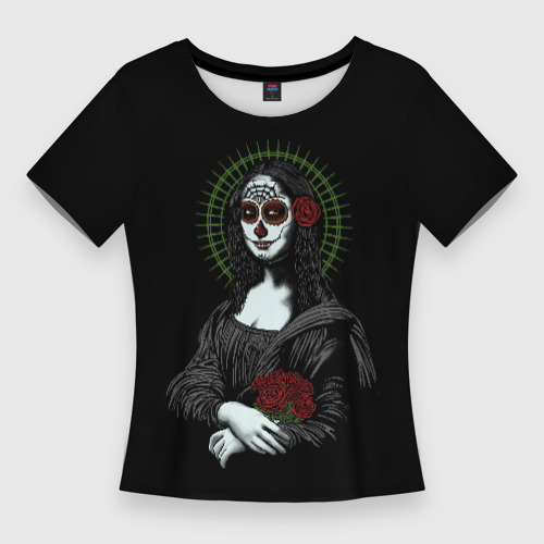 Женская футболка 3D Slim Mona Lisa - Santa Muerte, цвет 3D печать