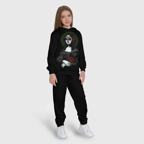 Детский костюм с толстовкой 3D Mona Lisa - Santa Muerte, цвет черный - фото 5