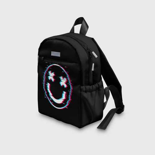Детский рюкзак 3D с принтом Glitch Smile, вид сбоку #3