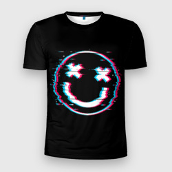 Мужская футболка 3D Slim Glitch Smile
