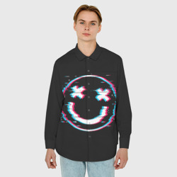 Мужская рубашка oversize 3D Glitch Smile - фото 2