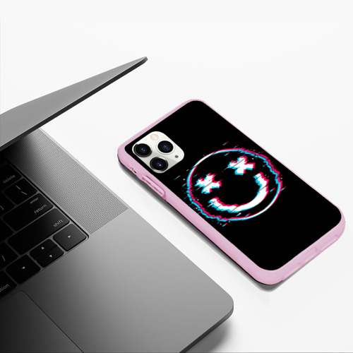 Чехол для iPhone 11 Pro Max матовый с принтом Glitch Smile, фото #5