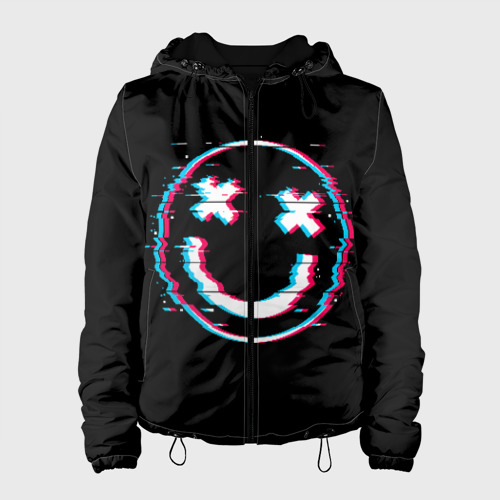 Женская куртка 3D Glitch Smile, цвет черный