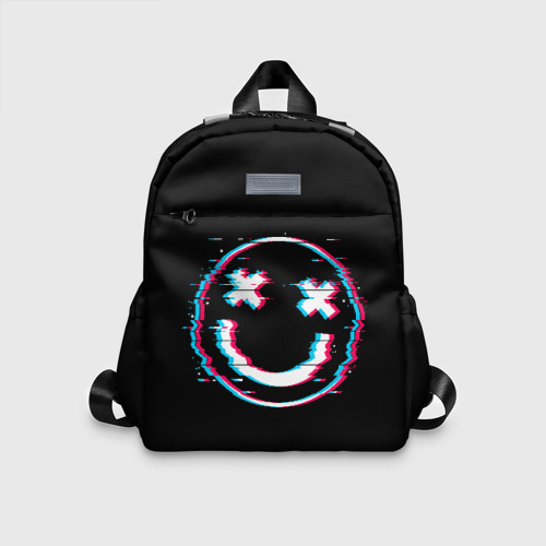 Детский рюкзак 3D с принтом Glitch Smile, вид спереди #2