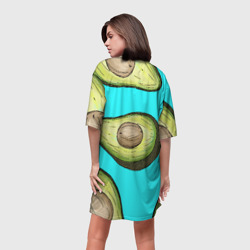 Платье с принтом Авокадо для женщины, вид на модели сзади №2. Цвет основы: белый