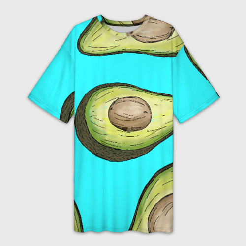 Платье-футболка с принтом Авокадо, вид спереди №1