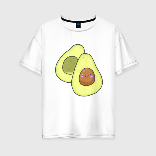 Женская футболка из хлопка оверсайз с принтом Авокадо, вид спереди №1