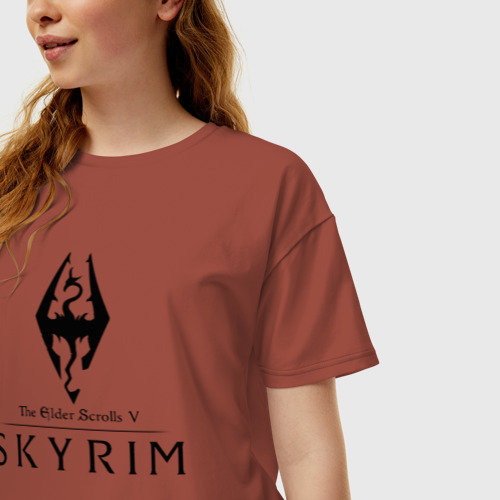 Женская футболка хлопок Oversize The Elder Scrolls, цвет кирпичный - фото 3