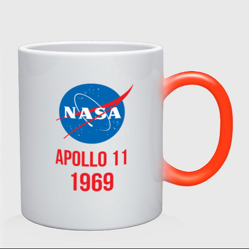 Кружка хамелеон с принтом Nasa Apollo 11 (двухсторонняя), вид сзади #1