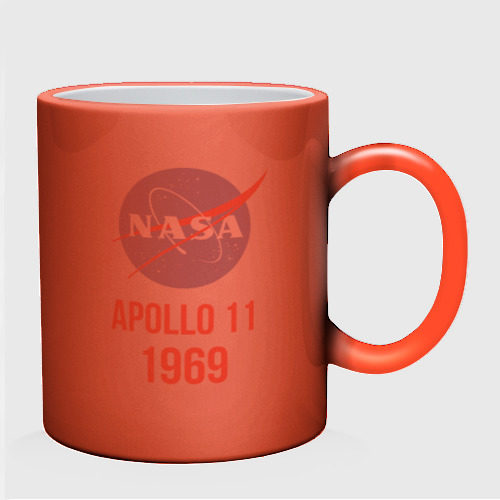 Кружка хамелеон с принтом Nasa Apollo 11 (двухсторонняя), вид сзади #2