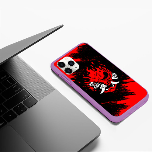 Чехол для iPhone 11 Pro Max матовый Cyberpunk 2077 samurai самураи, цвет фиолетовый - фото 5