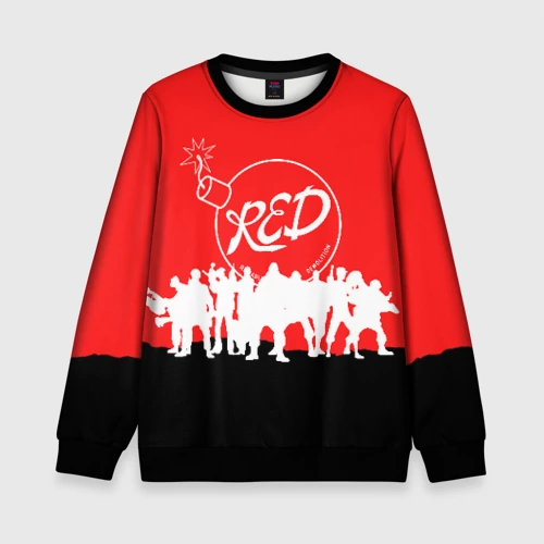 Детский свитшот 3D с принтом Team fortress 2 red team, вид спереди #2