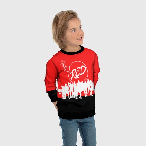 Детский свитшот 3D с принтом Team fortress 2 red team, вид сбоку #3