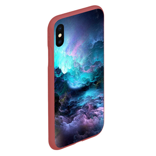 Чехол для iPhone XS Max матовый Фрактальный космос, цвет красный - фото 3