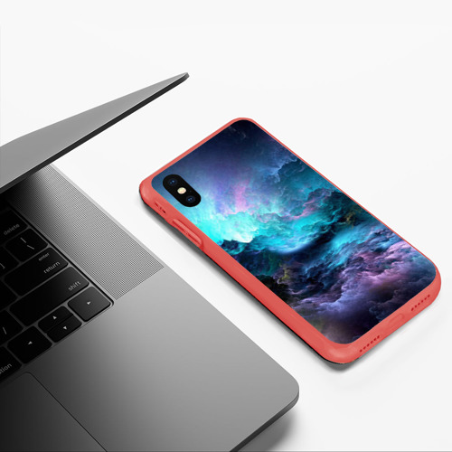 Чехол для iPhone XS Max матовый Фрактальный космос, цвет красный - фото 5