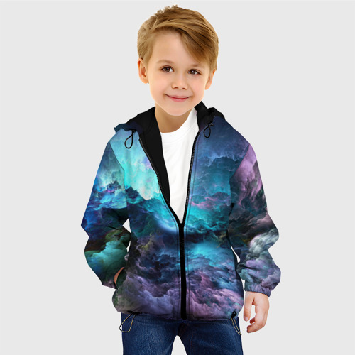 Детская куртка 3D Фрактальный космос, цвет черный - фото 3