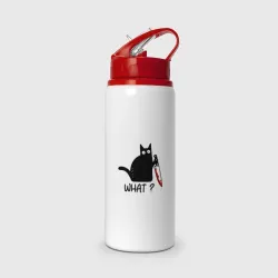Бутылка для воды с трубочкой What cat