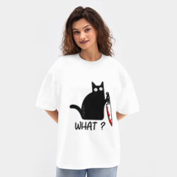 Женская футболка Oversize хлопок texturе What cat - фото 2