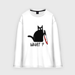 What cat – Мужской лонгслив oversize хлопок с принтом купить