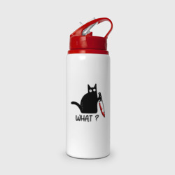Бутылка для воды с трубочкой What cat