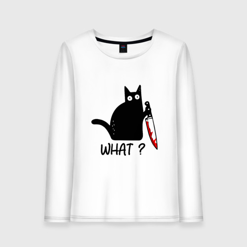 Женский лонгслив хлопок What cat