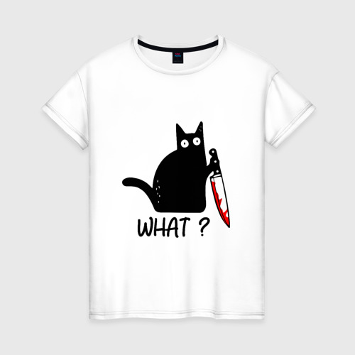 Женская футболка хлопок What cat