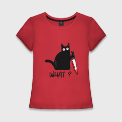 What cat – Женская футболка хлопок Slim с принтом купить