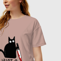 Женская футболка хлопок Oversize What cat - фото 2