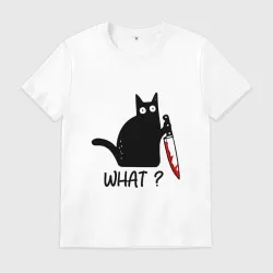 Мужская футболка хлопок What cat