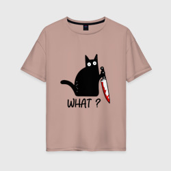 Женская футболка хлопок Oversize What cat