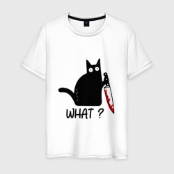 Мужская футболка хлопок What cat