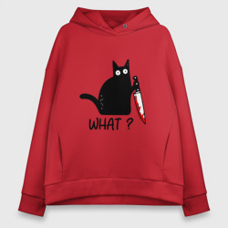 What cat – Женское худи Oversize хлопок с принтом купить со скидкой в -20%