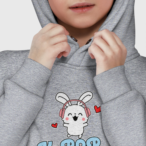 Детское худи Oversize хлопок K-Pop Cute Kawaii Bunny, цвет меланж - фото 7