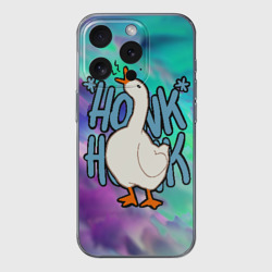 Чехол для iPhone 15 Pro силиконовый с защитой камеры Honk honk