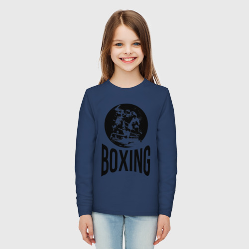 Детский лонгслив хлопок с принтом Boxing (двухсторонняя), вид сбоку #3