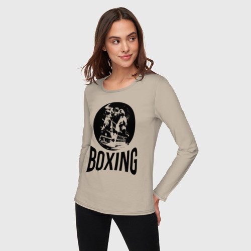 Женский лонгслив хлопок Boxing двухсторонняя, цвет миндальный - фото 3
