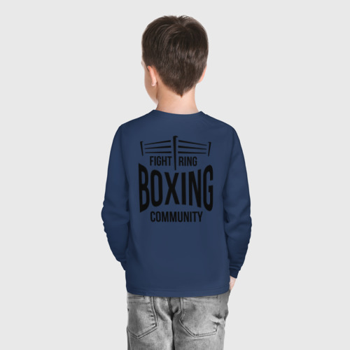 Детский лонгслив хлопок с принтом Boxing (двухсторонняя), вид сзади #2