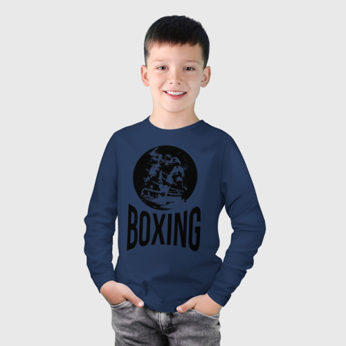 Детский лонгслив хлопок с принтом Boxing (двухсторонняя), фото на моделе #1