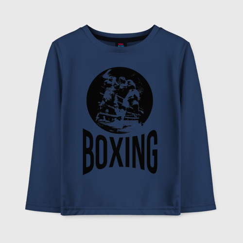 Детский лонгслив хлопок с принтом Boxing (двухсторонняя), вид спереди #2
