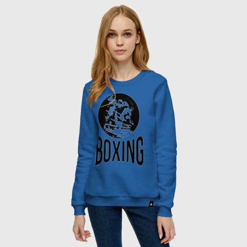 Женский свитшот хлопок Boxing двухсторонняя, цвет синий - фото 3