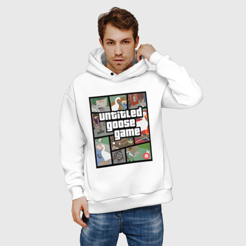 Мужское худи Oversize хлопок Untitled goose + GTA, цвет белый - фото 3