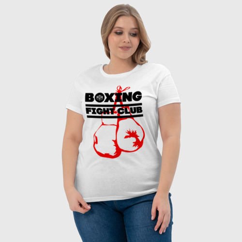 Женская футболка хлопок с принтом Boxing Fight club in Russia, фото #4