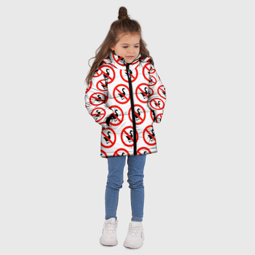 Зимняя куртка для девочек 3D Нет гусям, цвет светло-серый - фото 5