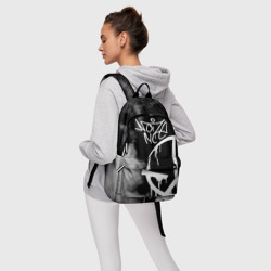 Рюкзак с принтом Noize MC для любого человека, вид спереди №4. Цвет основы: белый